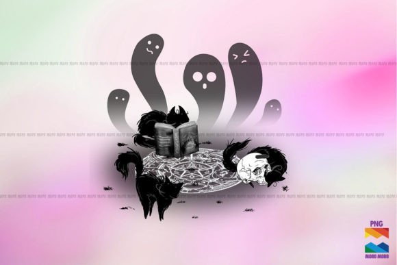 Black Cat Magic Book Skull
