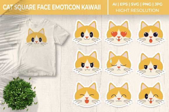 Cat Circle Face Emoticon Kawaii Craft