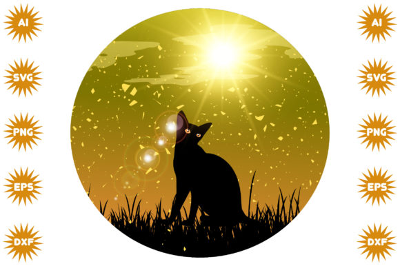 Cat Retro Sunset Design