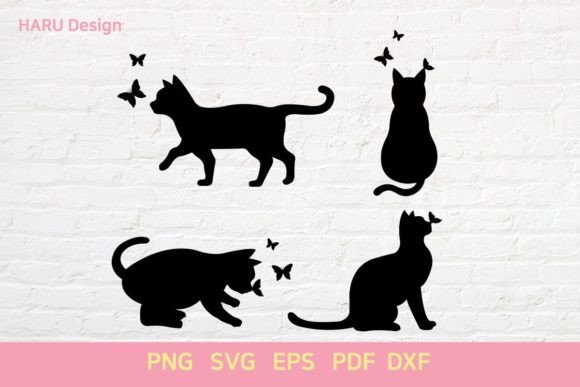 Cat with Butterfly Embroidery Design