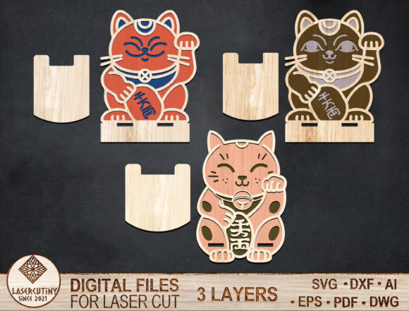 Lucky Cat Cell Phone Holders Set