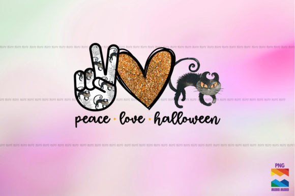 Peace Love Halloween Black Cat